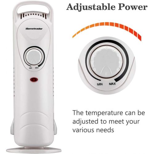  Homeleader Mini Oil Filled Heater, Adjustable Temperature Compact and Slim Portable Space Heater, Electric Personal Heater, Portable Overheating Protection Heater, for Home and Off