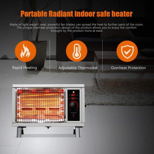 Homeleader ETL Portable Radiant Heater, 1250W/1500W Indoor Space Heater, Rapid Heating with Adjustable Thermostat, Perfect for garages, workshops, Warehouses, White