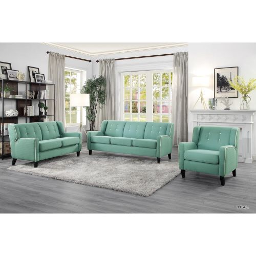  Homelegance 1218 Upholstered Arm Chair, Teal, Fabric