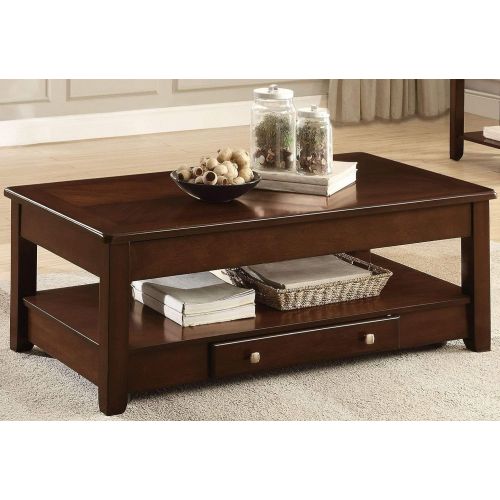  Homelegance Ballwin Lift-Top Coffee Table with Drawer, Cherry