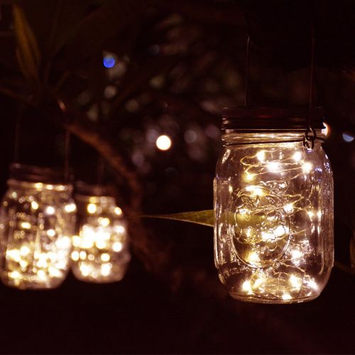  Homeleo 4 Pack Vintage Outdoor Solar Mason Jar Light Set(Lid Lights/Mason Jars/Hangers Included),20 LED Warm White Fairy Firefly Glass Bottle Solar Lights Kit for Garden Yard Path