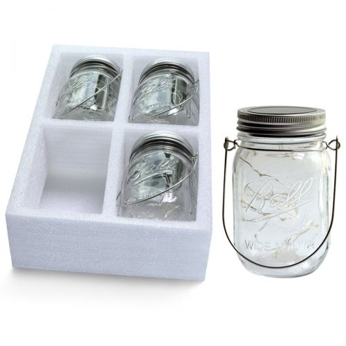  Homeleo 4 Pack Vintage Outdoor Solar Mason Jar Light Set(Lid Lights/Mason Jars/Hangers Included),20 LED Warm White Fairy Firefly Glass Bottle Solar Lights Kit for Garden Yard Path