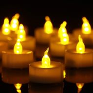 Homemory 100PCS Battery Operated Flickering Flameless Tealight Led Candles, Long Lasting Battery Life, Birthday, Votive, Weddings - Amber Yellow