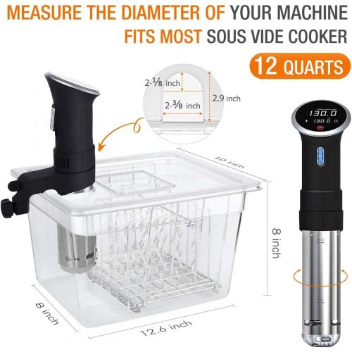  HOMENOTE Sous Vide Container 12 Quart with Lid & Rack and Sleeve - BPA Free Complete Sous Vide Accessories Kit with Cookbook For Anova and Most Sous Vide Cookers