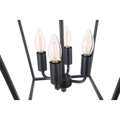  Homenovo Lighting Marden 4-Light Chandelier, Industrial Style Lighting for Entryway,Hallway and Dining Room - Matte Black Finish