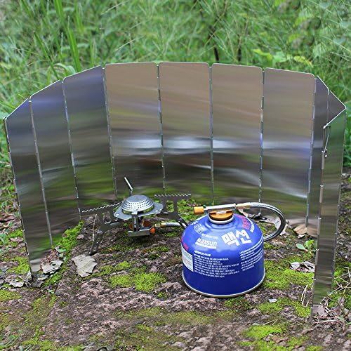  Home organizer Tech 10 Plates Folding Camp Stove Windshield Camping Picnic Stove Wind Screen