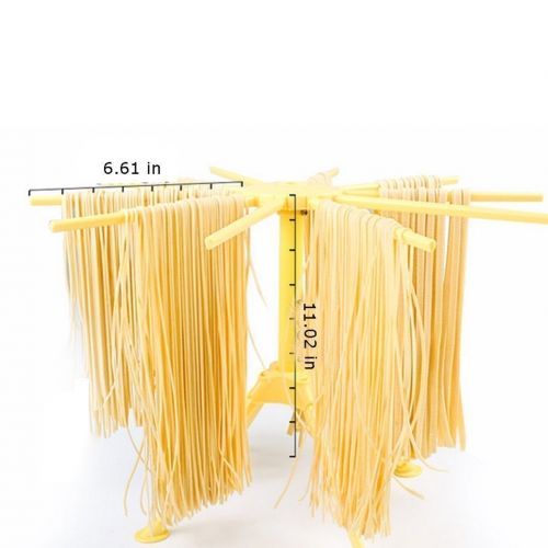  Homer klappbar Pasta Trocknen Rack und Spaghetti Pasta Maker mit 10Armen safe-food Grade ABS Kunststoff Material Nudeln Trockner Staender Halter gelb