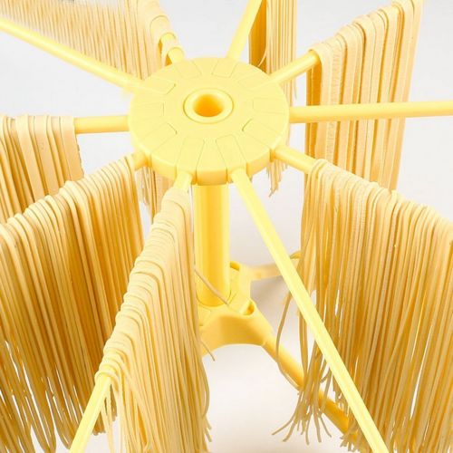  Homer klappbar Pasta Trocknen Rack und Spaghetti Pasta Maker mit 10Armen safe-food Grade ABS Kunststoff Material Nudeln Trockner Staender Halter gelb