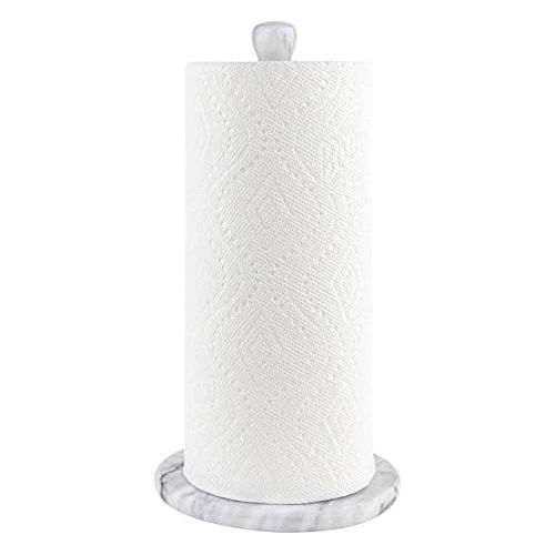  Homeries White Marble Paper Towel Holder ? Deluxe Upright Towel Dispenser for Kitchen Countertop, Cabinet & Bathrooms ? Non Steel & Non Plastic Design ? Heavy Duty, Solid Standup P