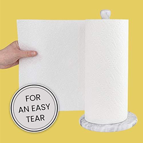  Homeries White Marble Paper Towel Holder ? Deluxe Upright Towel Dispenser for Kitchen Countertop, Cabinet & Bathrooms ? Non Steel & Non Plastic Design ? Heavy Duty, Solid Standup P