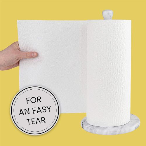  Homeries White Marble Paper Towel Holder ? Deluxe Upright Towel Dispenser for Kitchen Countertop, Cabinet & Bathrooms ? Non Steel & Non Plastic Design ? Heavy Duty, Solid Standup P