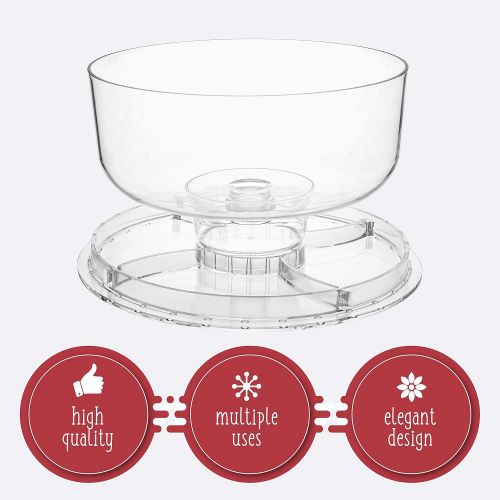  Homeries Multi-Purpose 6 in 1 Cake Stand with Dome Lid - Multifunctional Serving Platter and Cake Plate - Use as Salad Bowl/Veggie Platter/Punch bowl/Desert Platter/Nachos & Salsa