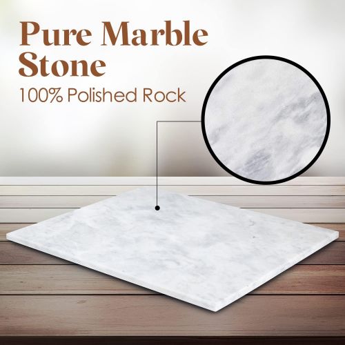  [아마존베스트]Homeries Marble Pastry Board (12 x 16 Inches) - Marble Serving Tray for Cheese, Pastries, Bread - Large White Fancy Marble Slab for Cake Display Marble  Sleek Design & Non Slip Ru