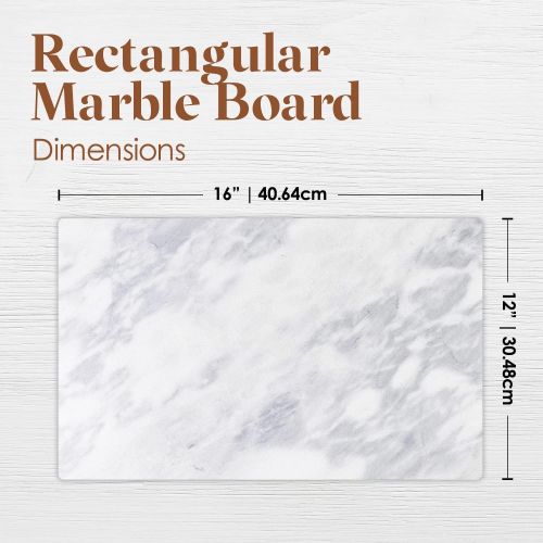  [아마존베스트]Homeries Marble Pastry Board (12 x 16 Inches) - Marble Serving Tray for Cheese, Pastries, Bread - Large White Fancy Marble Slab for Cake Display Marble  Sleek Design & Non Slip Ru