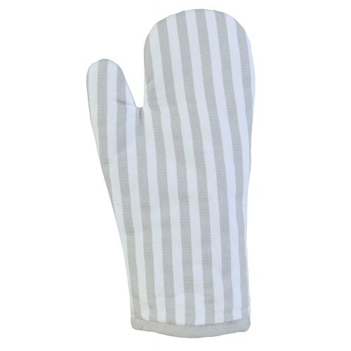 Homescapes Ofenhandschuh Thin Stripes, grau weiss ca. 18 x 32 cm, Topfhandschuh aus 100% reiner Baumwolle mit Polyesterfuellung, waschbarer Kochhandschuh