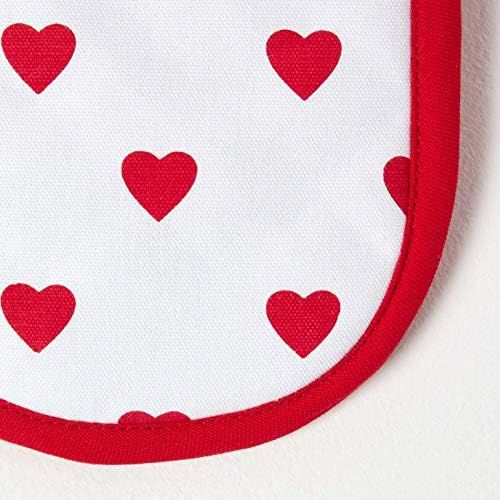  Homescapes Doppelter Ofenhandschuh Hearts, rosa rot weiss ca. 18 x 84 cm, Topfhandschuh doppelt aus 100% reiner Baumwolle mit Polyesterfuellung, waschbarer Doppel-Ofenhandschuh