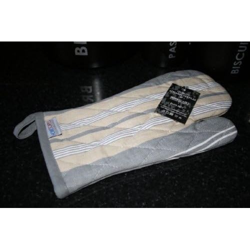  Homescapes Kochschuerze Oxford Grey aus 100% reiner Baumwolle, Farbe: grau, beige. Groesse: 110 x 80 cm, waschbare Kuechenschuerze mit Bauchtasche