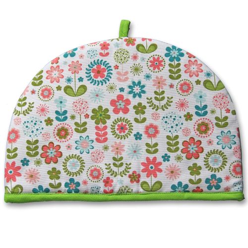  Homescapes Teekannenwarmer Retro Flower Design Tea Cosy Kannenwarmer 100% Baumwolle