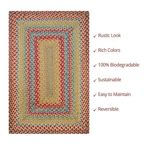  Azalea Premium Braided Jute Rug by Homespice, 6 x 9 Rectangle Red Color, Reversible Imported Jute Yarn, Higher Quality, Longer Lasting, Longer Wear - 30 Day Risk Free Purchase