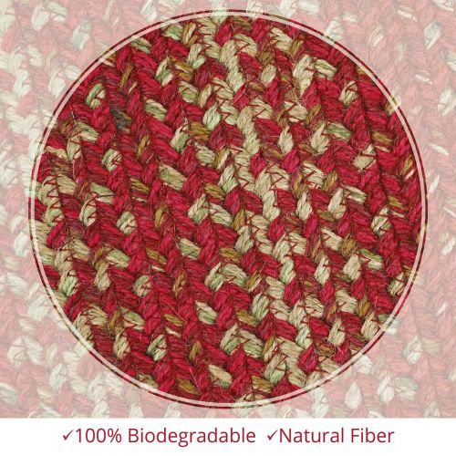  Oval Jute Braided Rug  All Natural Fiber 5 x 8 Area Rug, Made with Natural Jute Twine  A Reversible Rug for Rustic Home Decor  Homespice Apple Pie Oval Jute Rug 5 x 8 with Red,