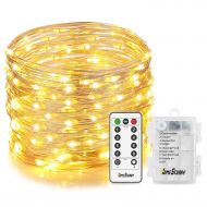 Homestarry Fairy Dimmable String Lights Flexible Silver Wire Battery Operated, Waterproof Design with Wireless Remote Control 16.4 ft 66 LEDs Warm White