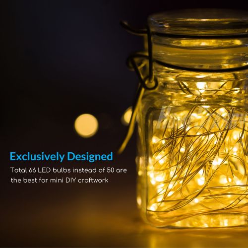  Homestarry Fairy Dimmable String Lights Flexible Silver Wire Battery Operated, Waterproof Design with Wireless Remote Control 16.4 ft 66 LEDs Warm White