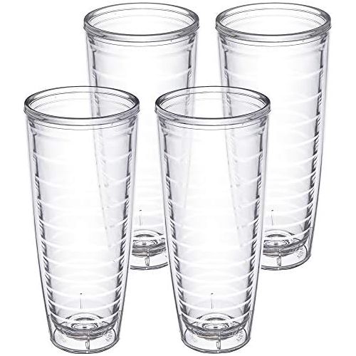  Homestead Choice Insulated Tumblers 4-pack 26 oz Made in USA Great for Iced Coffee & Hot Drinks, Clear Double Wall Plastic Tumbler Cups, Microwave, Freezer & Top Rack Dishwasher Safe Reusable Cups