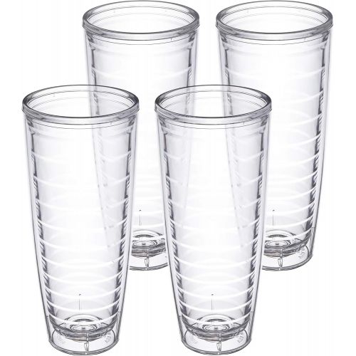  Homestead Choice Insulated Tumblers 4-pack 26 oz Made in USA Great for Iced Coffee & Hot Drinks, Clear Double Wall Plastic Tumbler Cups, Microwave, Freezer & Top Rack Dishwasher Safe Reusable Cups