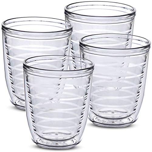  [아마존베스트]Homestead Choice 4-pack Insulated 12 Ounce Tumblers - Drinking Glasses Made in USA - Clear (12oz Insulated Cups)