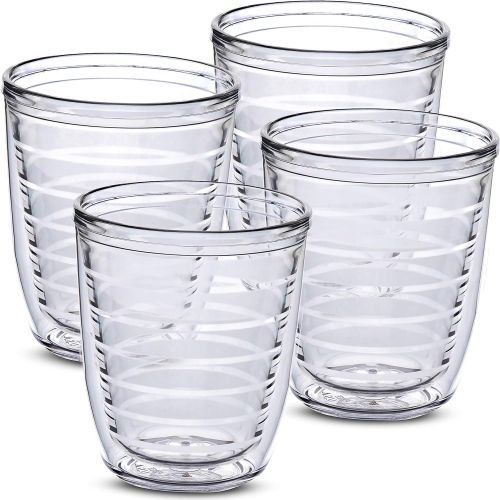  [아마존베스트]Homestead Choice 4-pack Insulated 12 Ounce Tumblers - Drinking Glasses Made in USA - Clear (12oz Insulated Cups)