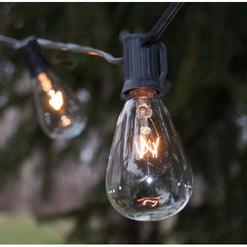  Hometown Evolution, Inc. Vintage Outdoor String Lights (100 Ft, ST40 Clear Bulbs - Black Wire)