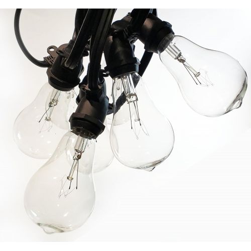  Hometown Evolution, Inc. Vintage Outdoor String Lights (100 Ft, ST40 Clear Bulbs - Black Wire)