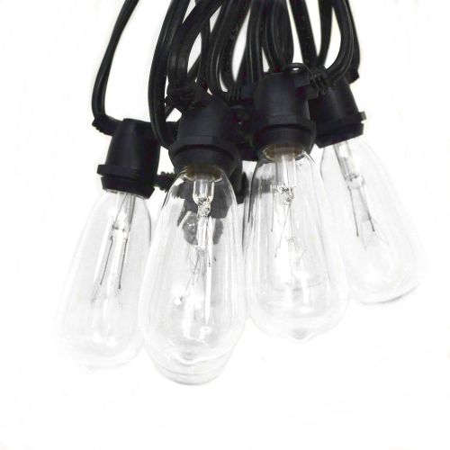  Hometown Evolution, Inc. Vintage Outdoor String Lights (100 Ft, ST40 Clear Bulbs - Black Wire)