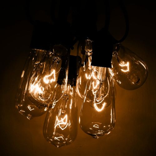  Hometown Evolution, Inc. Vintage Outdoor String Lights (100 Ft, ST40 Clear Bulbs - Black Wire)