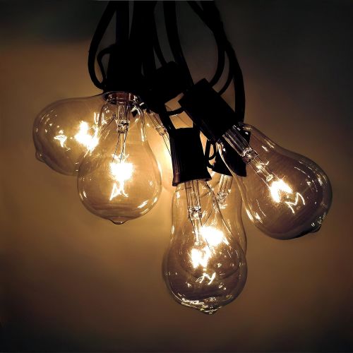  Hometown Evolution, Inc. Vintage Outdoor String Lights (100 Ft, ST40 Clear Bulbs - Black Wire)