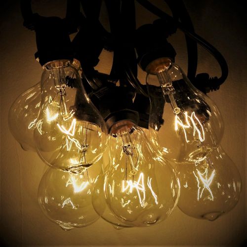  Hometown Evolution, Inc. Vintage Outdoor String Lights (100 Ft, ST40 Clear Bulbs - Black Wire)