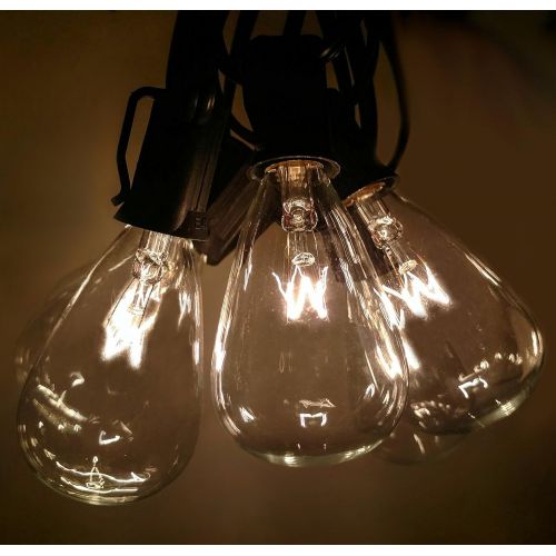  Hometown Evolution, Inc. Vintage Outdoor String Lights (100 Ft, ST40 Clear Bulbs - Black Wire)