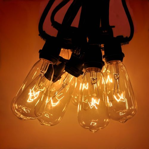  Hometown Evolution, Inc. Vintage Outdoor String Lights (100 Ft, ST40 Clear Bulbs - Black Wire)