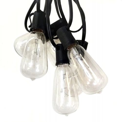  Hometown Evolution, Inc. Vintage Outdoor String Lights (100 Ft, ST40 Clear Bulbs - Black Wire)