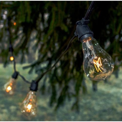  Hometown Evolution, Inc. Vintage Outdoor String Lights (100 Ft, ST40 Clear Bulbs - Black Wire)