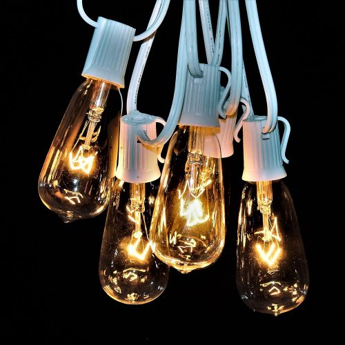  Hometown Evolution, Inc. Vintage Outdoor String Lights (100 Ft, ST40 Clear Bulbs - Black Wire)