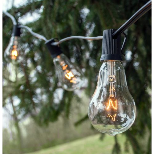  Hometown Evolution, Inc. Vintage Outdoor String Lights (100 Ft, ST40 Clear Bulbs - Black Wire)