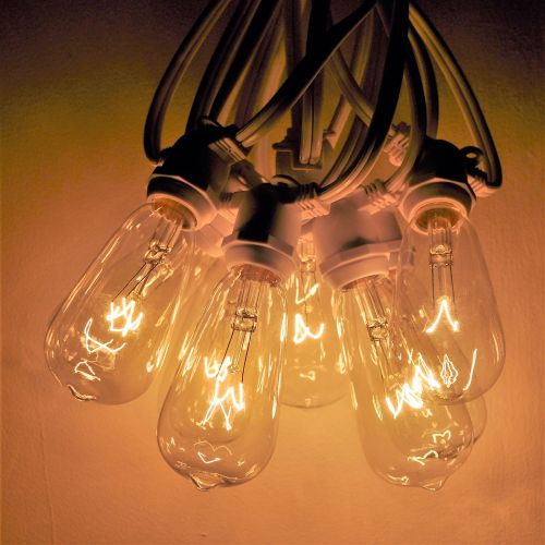  Hometown Evolution, Inc. Vintage Outdoor String Lights (100 Ft, ST40 Clear Bulbs - Black Wire)