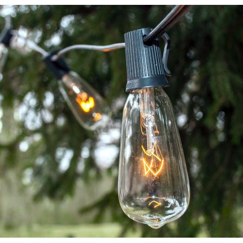  Hometown Evolution, Inc. Vintage Outdoor String Lights (100 Ft, ST40 Clear Bulbs - Black Wire)