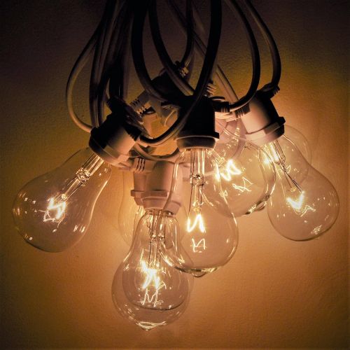  Hometown Evolution, Inc. Vintage Outdoor String Lights (100 Ft, ST40 Clear Bulbs - Black Wire)