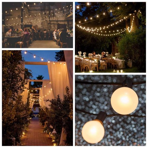  Hometown Evolution, Inc. White Pearl Outdoor Patio Globe String Lights (50 Foot 50 Socket, G50 White Pearl 2 Inch Bulbs - Black Wire)