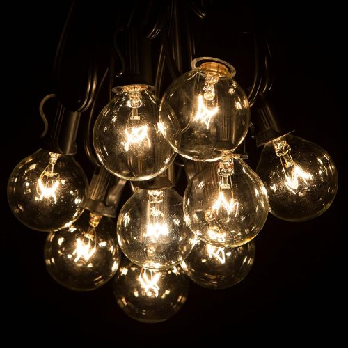  Hometown Evolution, Inc. 100 Foot Globe Patio String Lights - Set of 100 G40 Clear Bulbs (Black Wire)