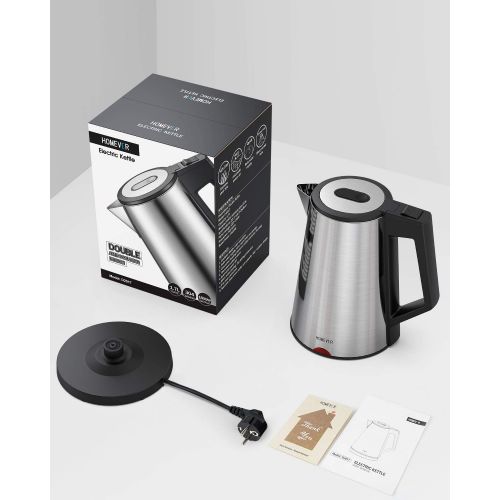  [아마존 핫딜]  [아마존핫딜]Wasserkocher Edelstahl Elektrischer Wasserkessel 1.7L, 1800W Auto-off & Trockenlaufschutz, ideal fuer Kaffee, Tee, Haferflocken, Babynahrung von Homever