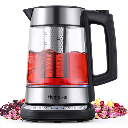  Homever Electric, SpeedBoil 1500W BPA-Free Glass Tea, Cordless Kettle with Auto Shut-Off and Boil-Dry Protection(FDA Certified/UL Approved)