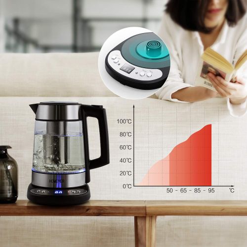  Homever Electric, SpeedBoil 1500W BPA-Free Glass Tea, Cordless Kettle with Auto Shut-Off and Boil-Dry Protection(FDA Certified/UL Approved)